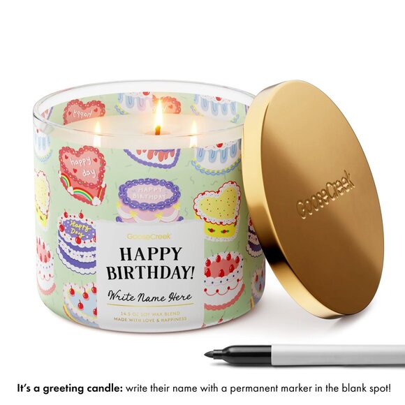 Goose Creek Happy Birthday 3-Wick Candle NWT - Picture 2 of 4